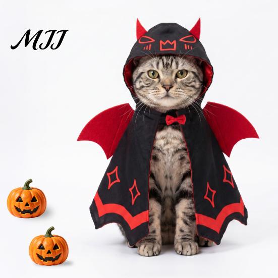 Cat Costume Cape Halloween Bat Cloak, Cute Devil Pet with Wings, Hooded Wings Festive for Cats Small Dogs Cosplay Party Wear Outfit