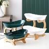 Nordic Creative Durable Plastic Fruit Plate With Wooden And Iron Stand Two Tier Three Tier Fruit Bowl For Living Room Modern Design