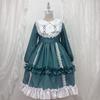 Long Sleeve Lolita Gothic Mori Princess Dreamy Ribbon and Cosplay School Cultural Photo Stage Green Size [SSUPTEMBER2] Dress, Lolita, Girl, Dress,