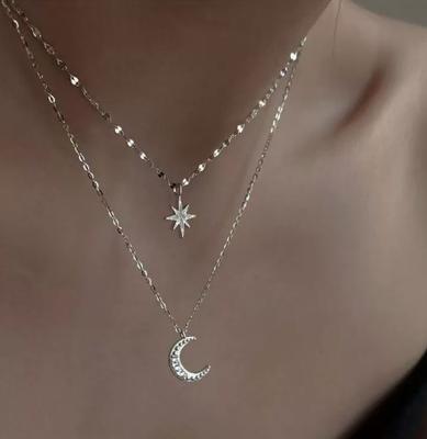 Star and Moon Pendant Necklace for Women Fashion Jewelry