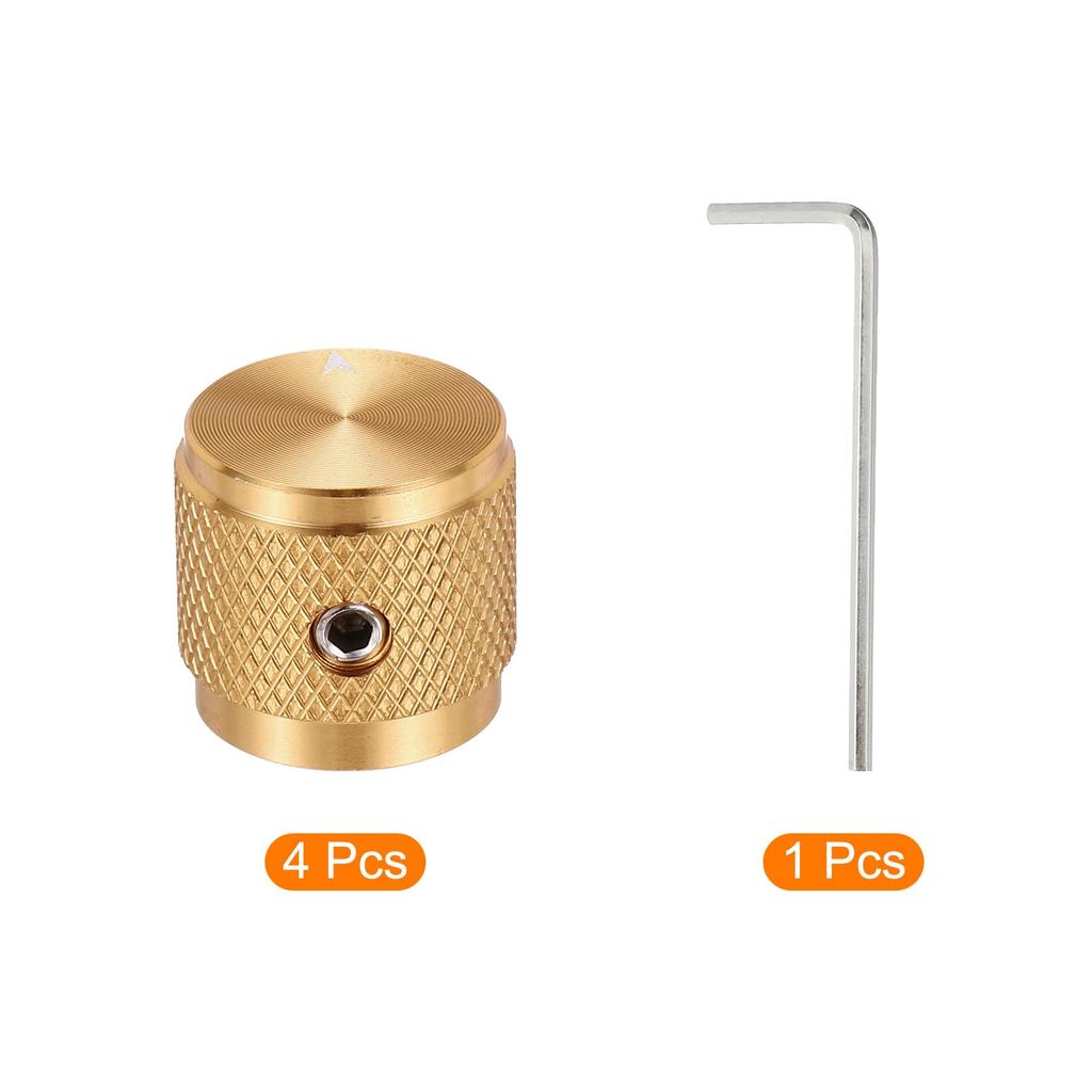 Uxcell Aluminum Potentiometer Knobs Universal Volume Tone Control Knobs with Arrow Indicators for Guitar Gold 4-Pack 1/4" (6mm) 5/8"