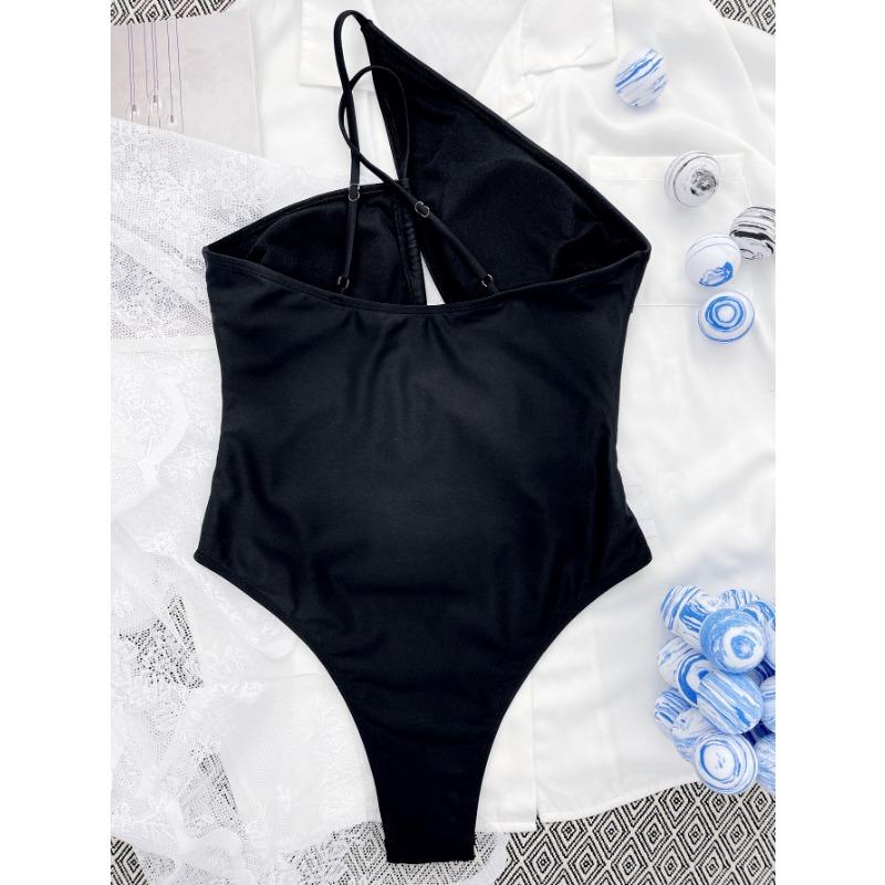 Sexy Hollow Out Drawstring Solid One Piece Swimsuit For Women