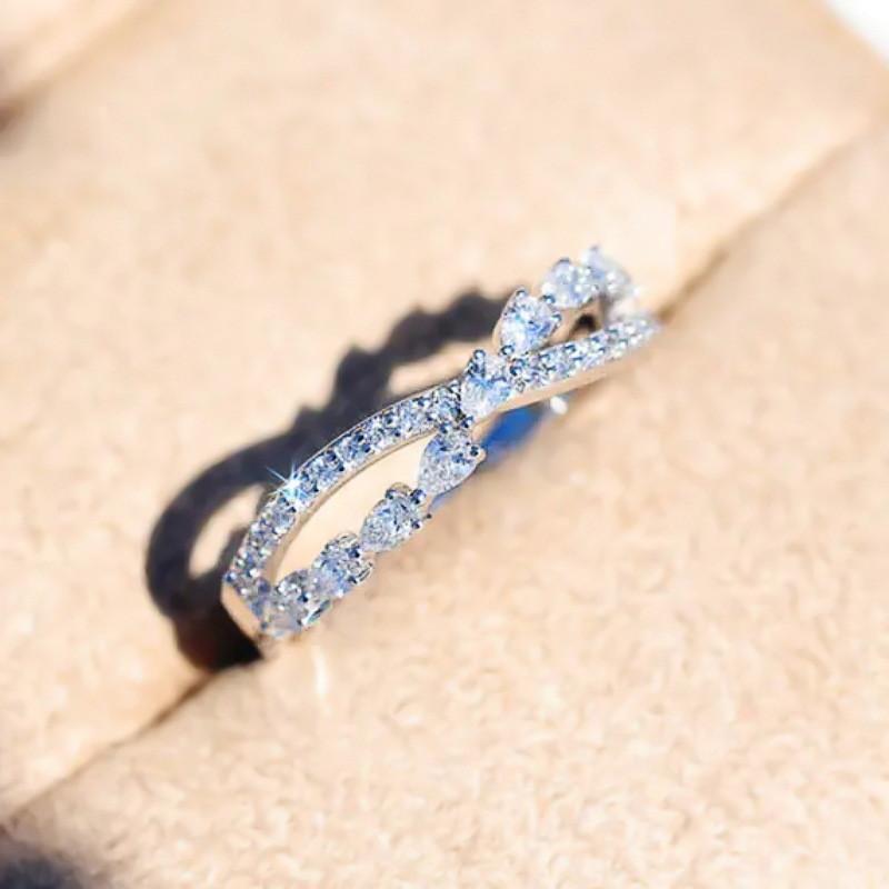 925 Sterling Silver Cross Rings with Pear CZ Exquisite Women Accessories for Wedding Party Fashion Versatile JewelryGood Product