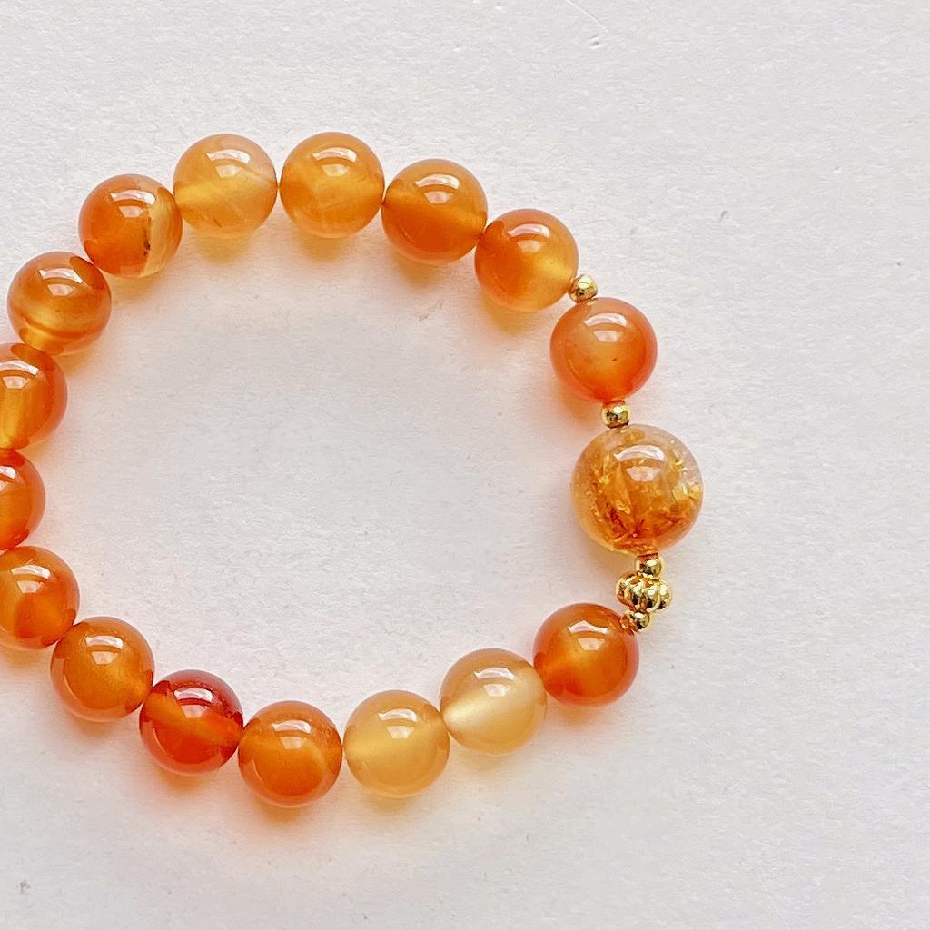 10Mm Maillard Wind Natural Chalcedony Royal Gel Flower Bracelet Bracelet