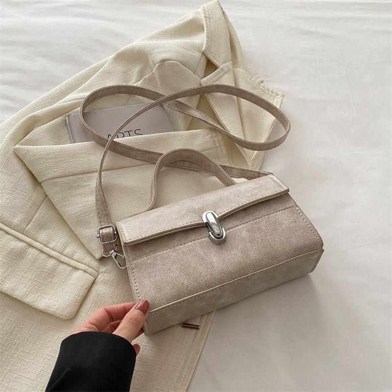 Chic Pu Leather Small Square Bag For Women 2024 Spring Fashion Trend Purse