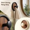Walnut Wood Adhesive Hooks for Bathroom Kitchen Door, No-Drill Strong Stick- Wall Hooks