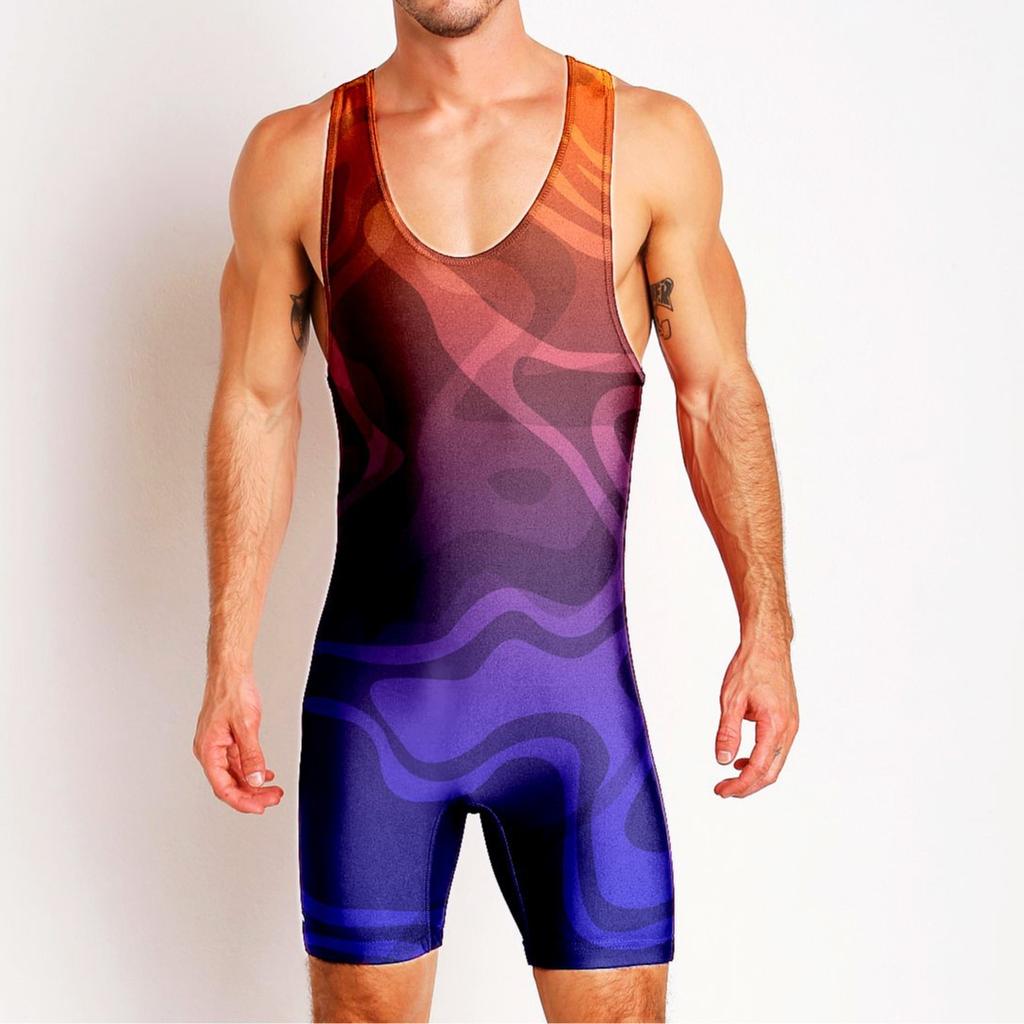 Wrestling suit Wrestling suit One-piece swimsuit Men's gym suit Sportswear Sweat-absorbing light weight training suit