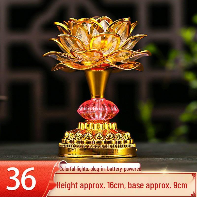 LED Seven-Colored Lotus Buddha Lamp - Rechargeable Guanyin Offering Light