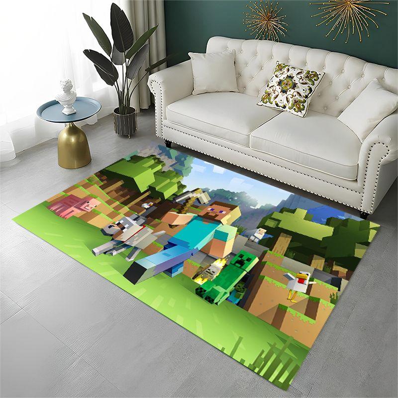 Cartoon S-Sandbox Pixel Bulding Game Non-Slip Area Rug for Living Room,Bedroom,Playroom,Carpet Floor Mat Home Decor Rug Kid Room