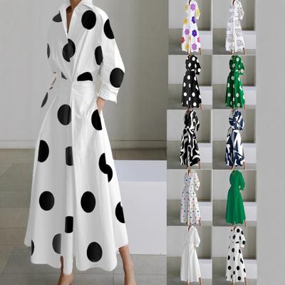 Women's Fashion Autumn Winter Long Sleeve POLO-Neck Casual Dresses