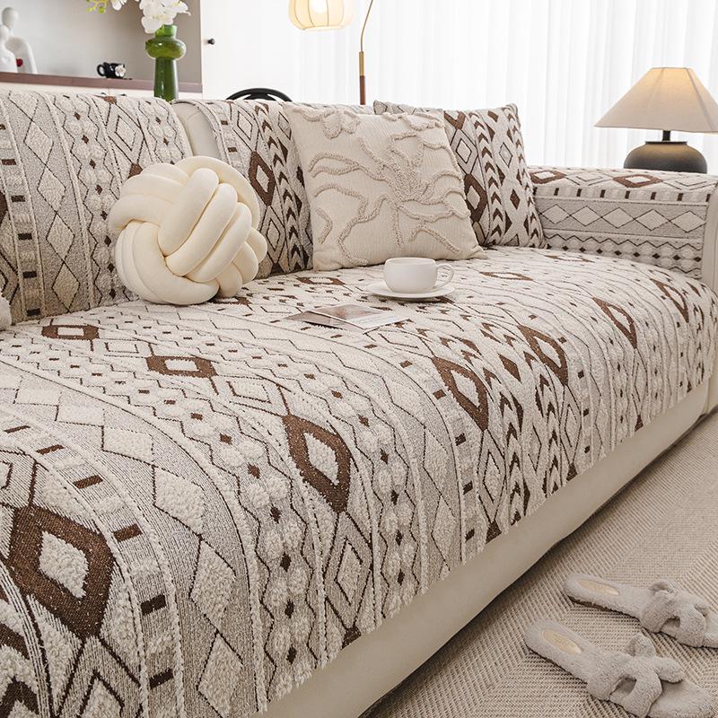 European Half-Pile Velvet Sofa Cushion | Winter Plush Non-Slip Seat Cover Protector