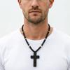 Handgefertigte Natürliche Kokosnussperlen Holz Halskette Für Männer Klassisches Kreuz Christlicher Religiöser Hals Schmuck Yoga Meditation Schmuck