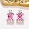 Elegant Light Luxury Pink Zircon Earrings for Women High-End Temperament Trendy Zircon Accessory