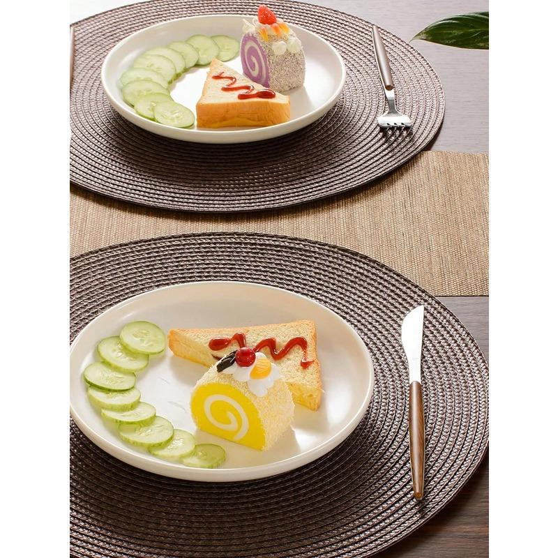 15-Inch Round Woven PP Placemats, Multi-Color Options, Washable Non-Slip Heat-Resistant Table Mats Coasters