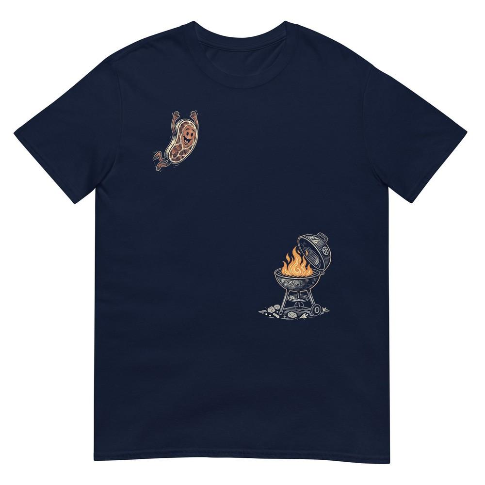 Steak Dive Funny Flying Steak Bbq Grilling Cartoon Humor Tshirt S