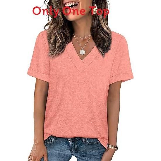 Casual Womens T Shirt With V Neck And Cotton Fabric For Summer And Spring Comfort
