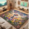 Floral Garden Theme Crystal Velvet Floor Rug Personalized Custom Name Text Warm Carpet Home Decoration