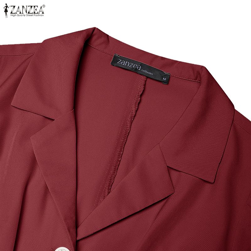 ZANZEA Dámské ležérní elegantní šaty s klopovým límcem a tříčtvrtečním rukávem