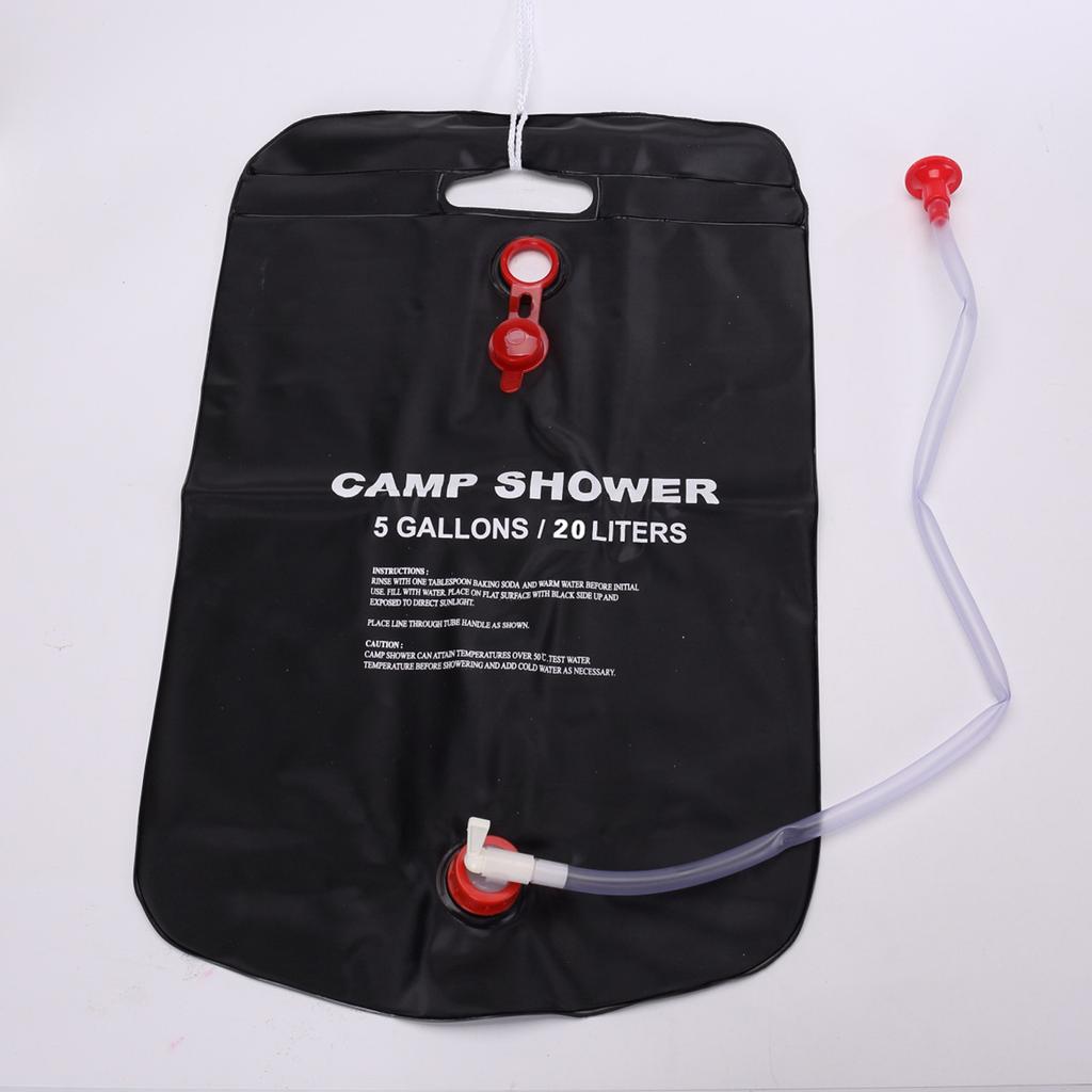 Outdoor Portable Camping Shower Bag 20L Water Storage Bag with Hose and Shower Head for Hiking Picnic Bathing and Emergency Use