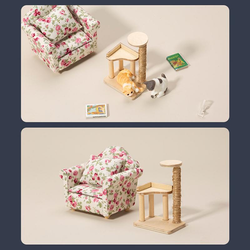 1: 12 Dollhouse Home Furnishings Mini Cat Toy Furnishings Cat Climbing Rack