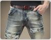 Men's American Retro Distressed Skinny Jeans: Heavy-Duty, Trendy Slim Fit with Scraped and Frayed Edges
