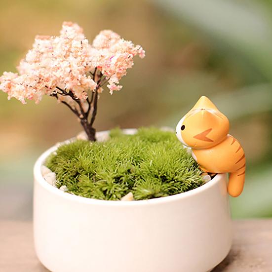 6pcs Garden Decorations Lovely Wonderful Plastic Cartoon Cat Micro Landscape