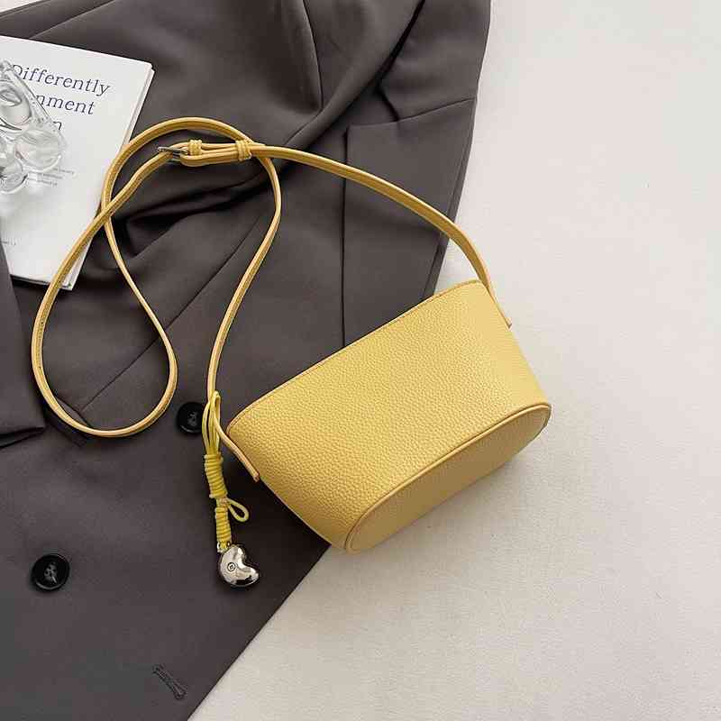 Fashi Red Bucket Handbag French Texture PU Small Crossbody Bags Summer Women's Simple Versatile One Shoulder Bag