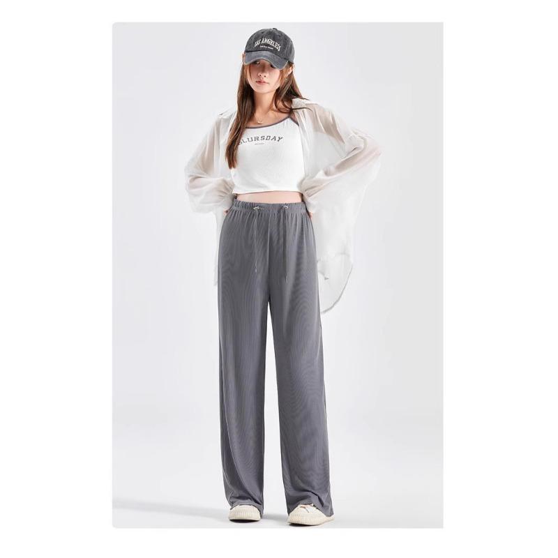 Maternity pants summer thin outer pants large size straight pants summer wide leg pants long pants ice silk leggings summer
