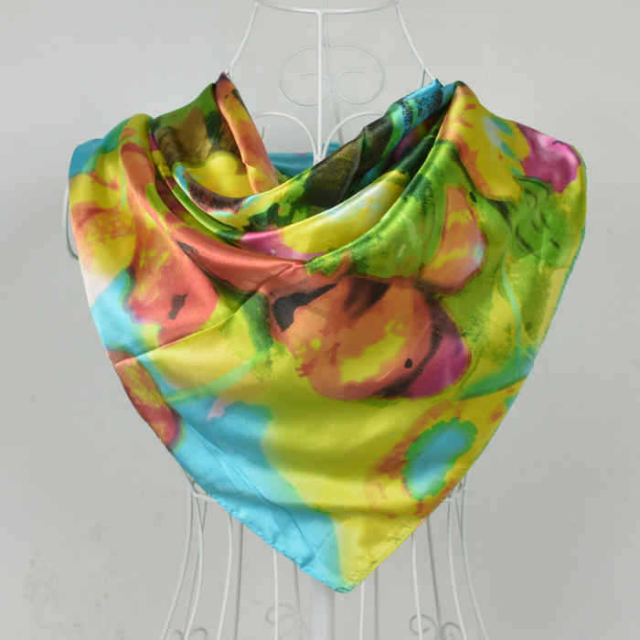 [BYSIFA] 90*90cm Fashion Purple Grey Polyester Silk Scarf Hijab Printed For Wome New Style Women Big Square Silk Scarf Shawl