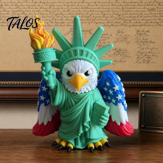 Bald Eagle Decor 3D Printed Goddess Ornament, American Flag Wings Statue, Durable Decorative Statue And of Liberty Figurine for Home Office Non-fading