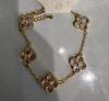 Sparkling Leaf Grass Five Flower Bracelet Handmade by Women Double sided Silver and Gold Texture Waterproof