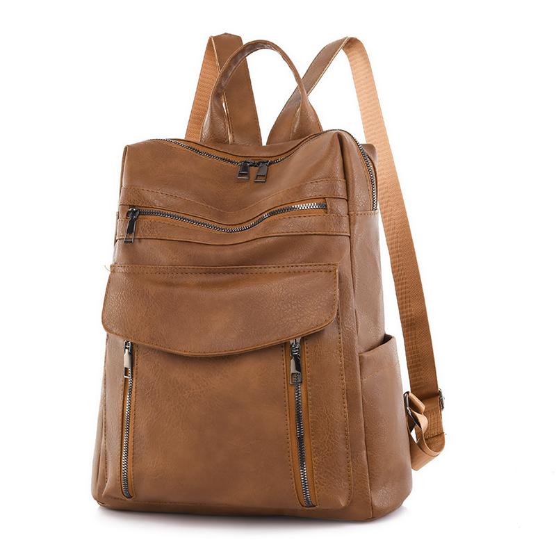 Lässiger Damen-PU-Rucksack, Retro-Pendler-Reiserucksack mit großer Kapazität