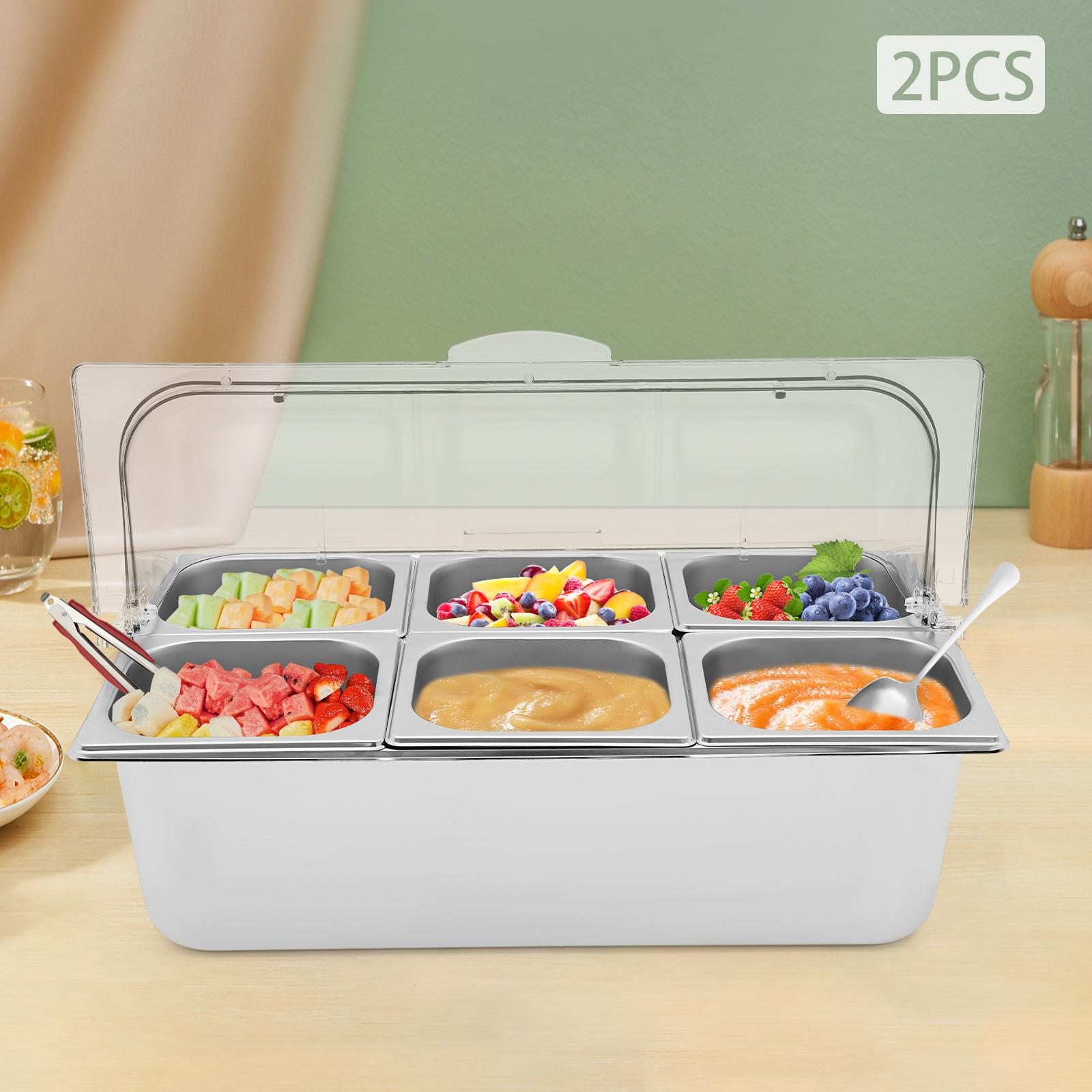 2-Piece Stainless Steel 6-Compartment Meal Prep Containers with Lids 12 Food Clips 12 Spoons for Party Platters Picnics серебряный 40277₽