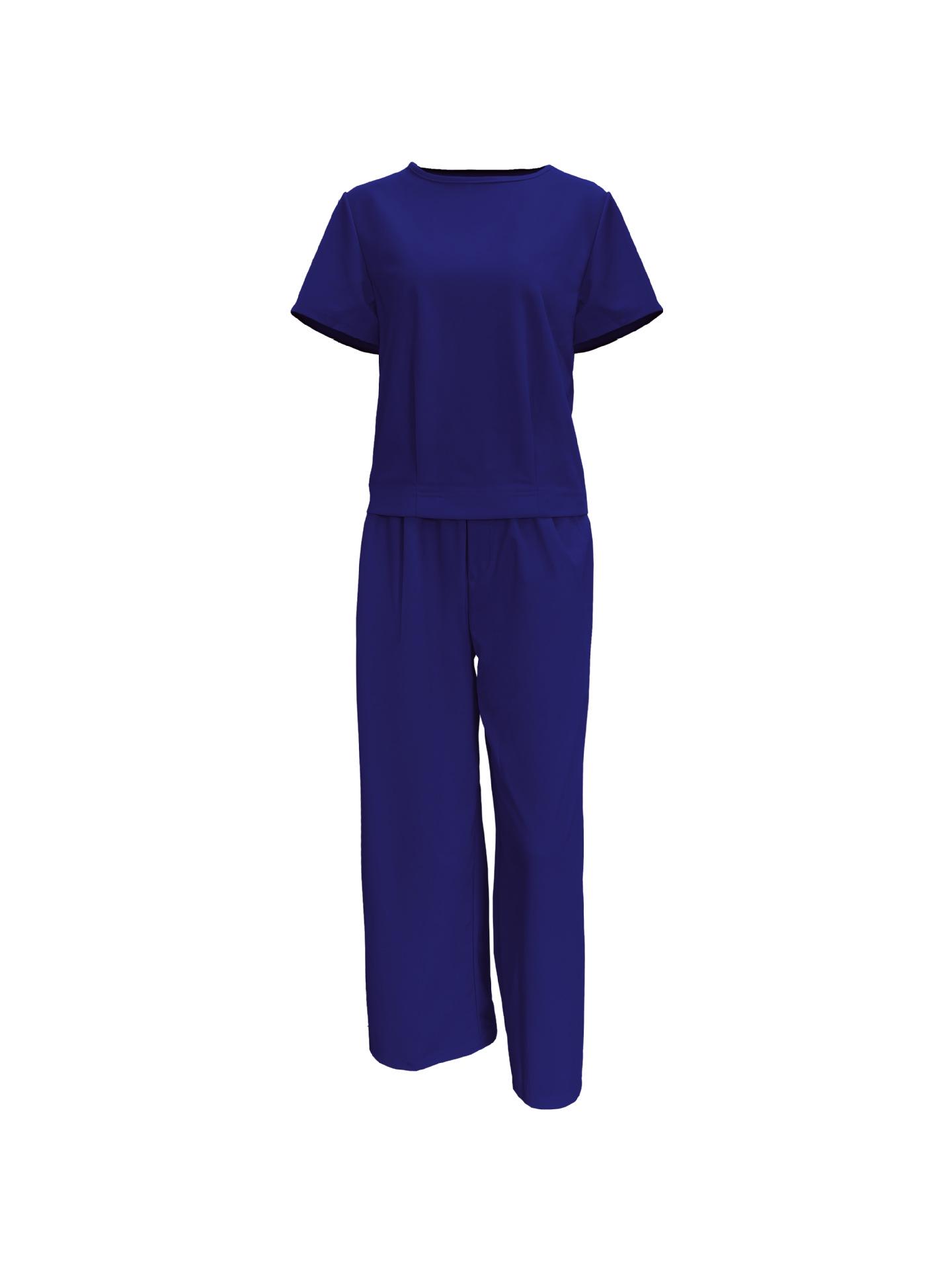 Повседневный спортивный комплект больших размеров с коротким рукавом - Весенне-летняя мода 4XL темно-синий