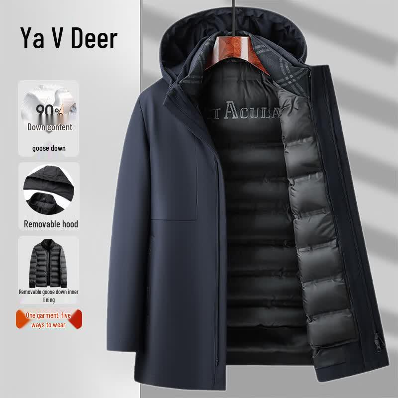 Men s 5-in-1 Detachable Goose Down Business Jacket 190