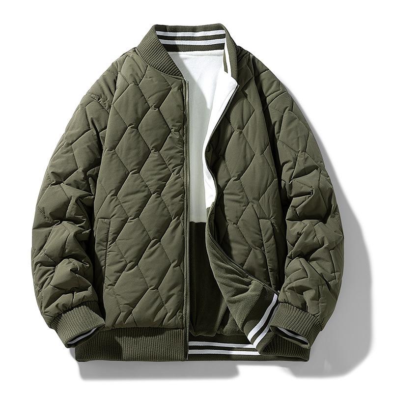 

2025 Men s Fall and Winter Reversible Cotton Jacket New Business Baseball Collar Jacket Plus Size Padded Suit 6X армия зеленый