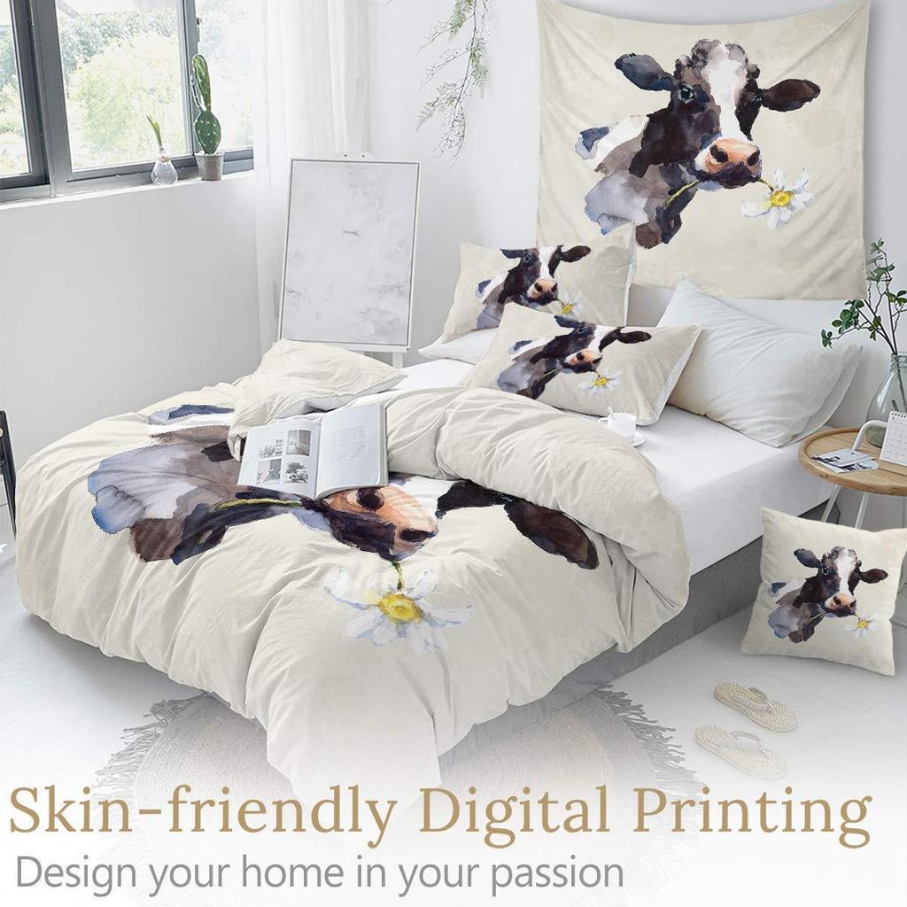 Animal Oil Painting Bedding Three-Piece Quilt Cover