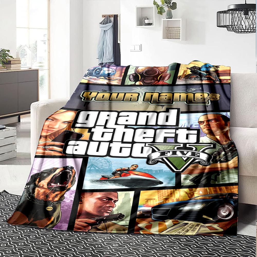 Gta Personalized Name Blanket Multi-purpose Personalized Blanket Soft Warm Cozy Perfect for Livingroom Office Picnics Chair for All Occasions