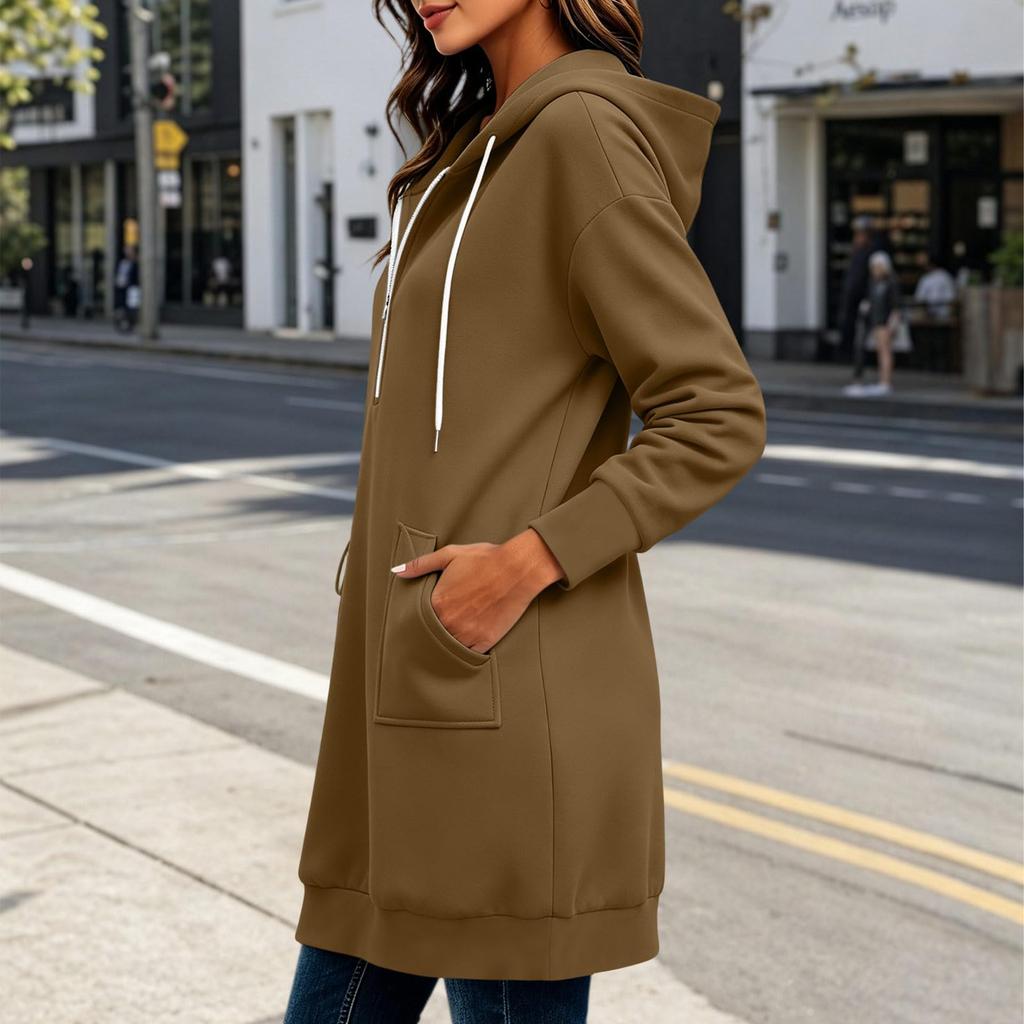 Women's Color Hooded Coat for Fall Winter Warm Outerwear