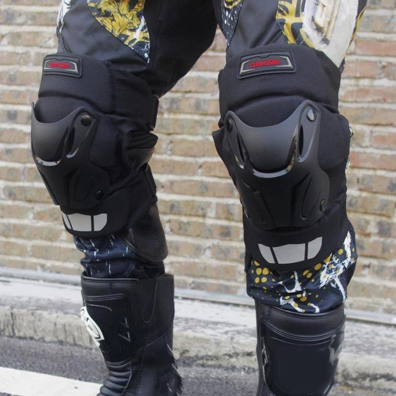 2 Pieces Adjustable Motorcycle Knee Pads Guards Racing Protection for