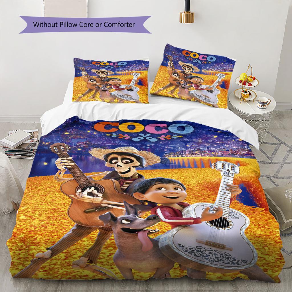COCO Pattern Bedding Home Decoration Birthday Gift ( 1 duvet cover + 2 pillowcase, without core),fan merchandise.