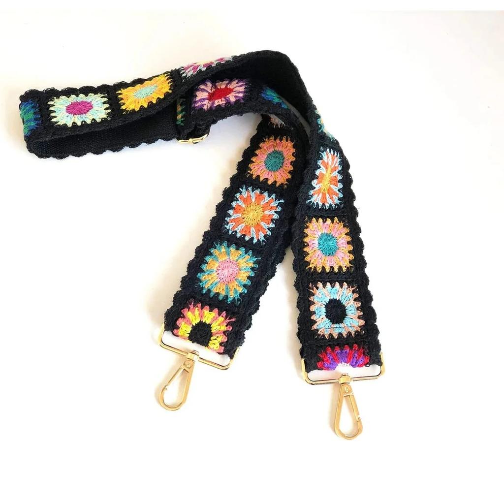 Hand DIY Embroidery Vintage Style Adjustable Shoulder Strap Colorful Crossbody Replacement Strap Handbags Purse Accessory Strap
