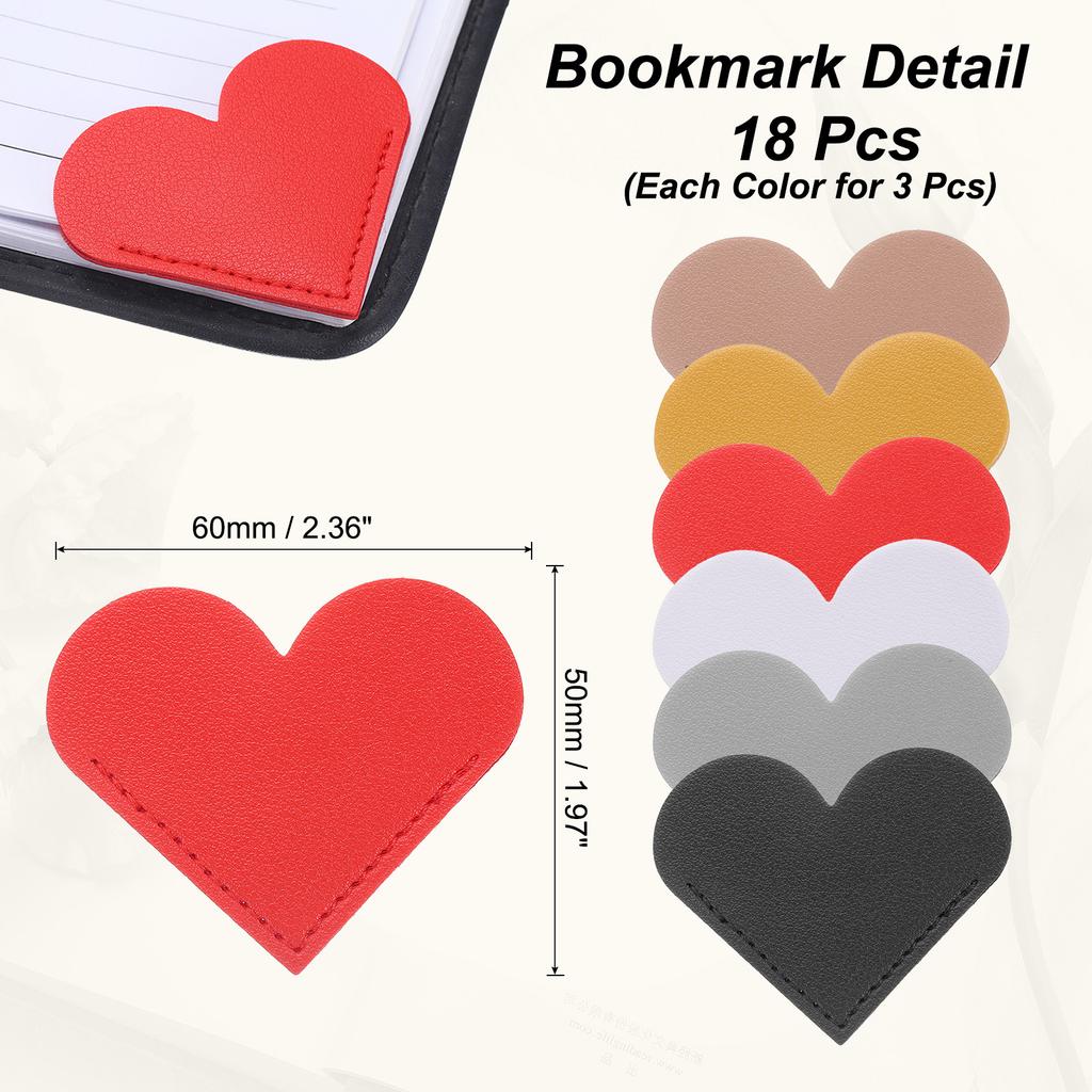 6/12/18Pcs Leather Bookmarks Corner Bookmarks Page Markers Mini-portable Gift Heart Bookmark Page Folder Corner Protective Cover