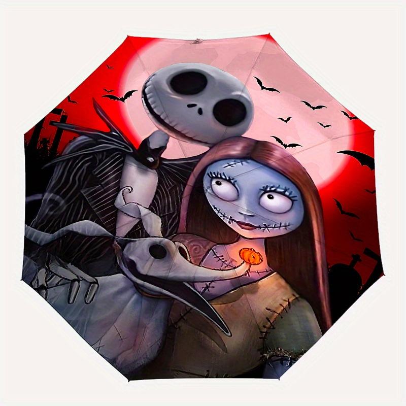 1 Auto Open Jack SkellingtonSally Themed Colorful 8 rib Portable Umbrella for Men and Women, A Compact Commuting Companion Suitable for Dail