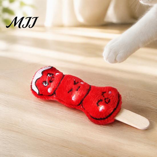 Soft Chew Toys for Kittens Plush Cat Toy, Sugarcoated Haws Stick Design, Kitten Teething Stress Relief Pet Products Stuffed Toy Indoor