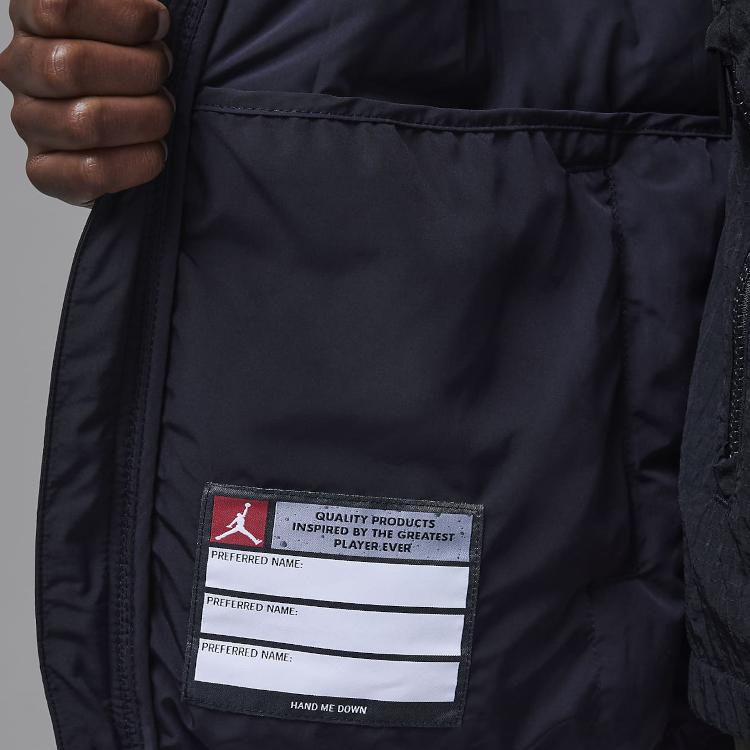 Jordan Pohodlná Měkká Teplá Péřová Bunda s Kapucí Dětské svrchní oblečení Modrá Černá HQ7152-010