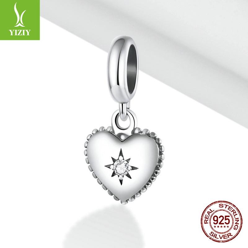 Starburst Love Diy Bracelet Pendant, Diamond Heart S925 Silver Beads Accessories Scx132