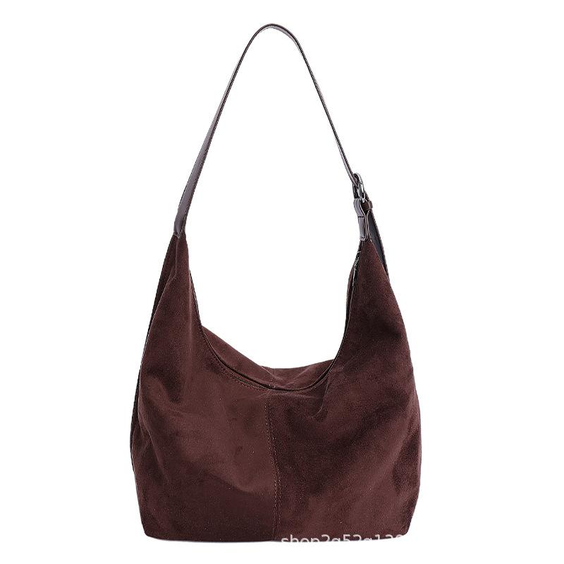 Retro Suede Underarm Bag Women's Autumn New Simple Large-capacity Commuter Shoulder Bag Fashionable Tote Bag