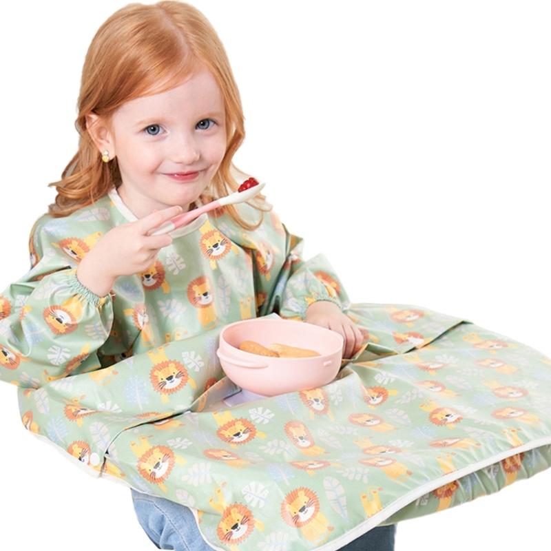 Baby Feeding Bib with Integrated Table Cover Water Resistant and Stain Resistant for Most High Chairs Comfortable Wear