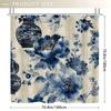 1 Stück Orientalischer Blauer Blumiger Boho-Duschvorhang, Eklektische Blumenmuster, Tiefblau & Beige, Ideal für Badezimmer-/Badewannen-/Fensterdekoration